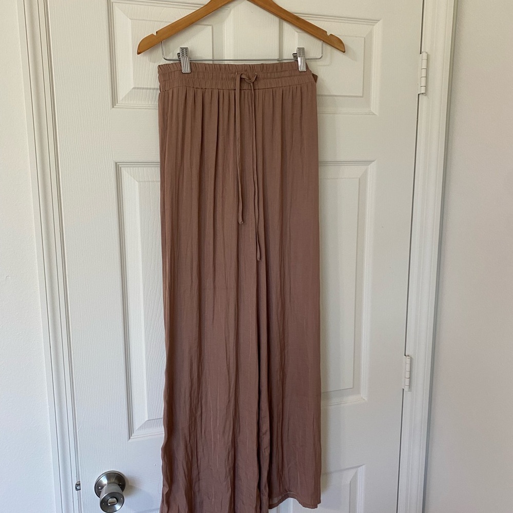 Flowy Tan Wide-Leg Pants